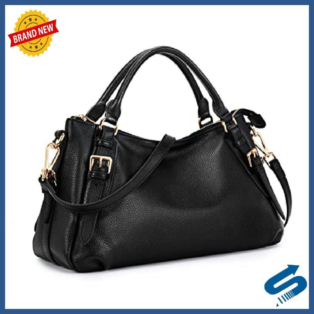 Medium Genuine Leather Hobo Bag Crossbody Satchel Top Handle - Picture 2 of 8